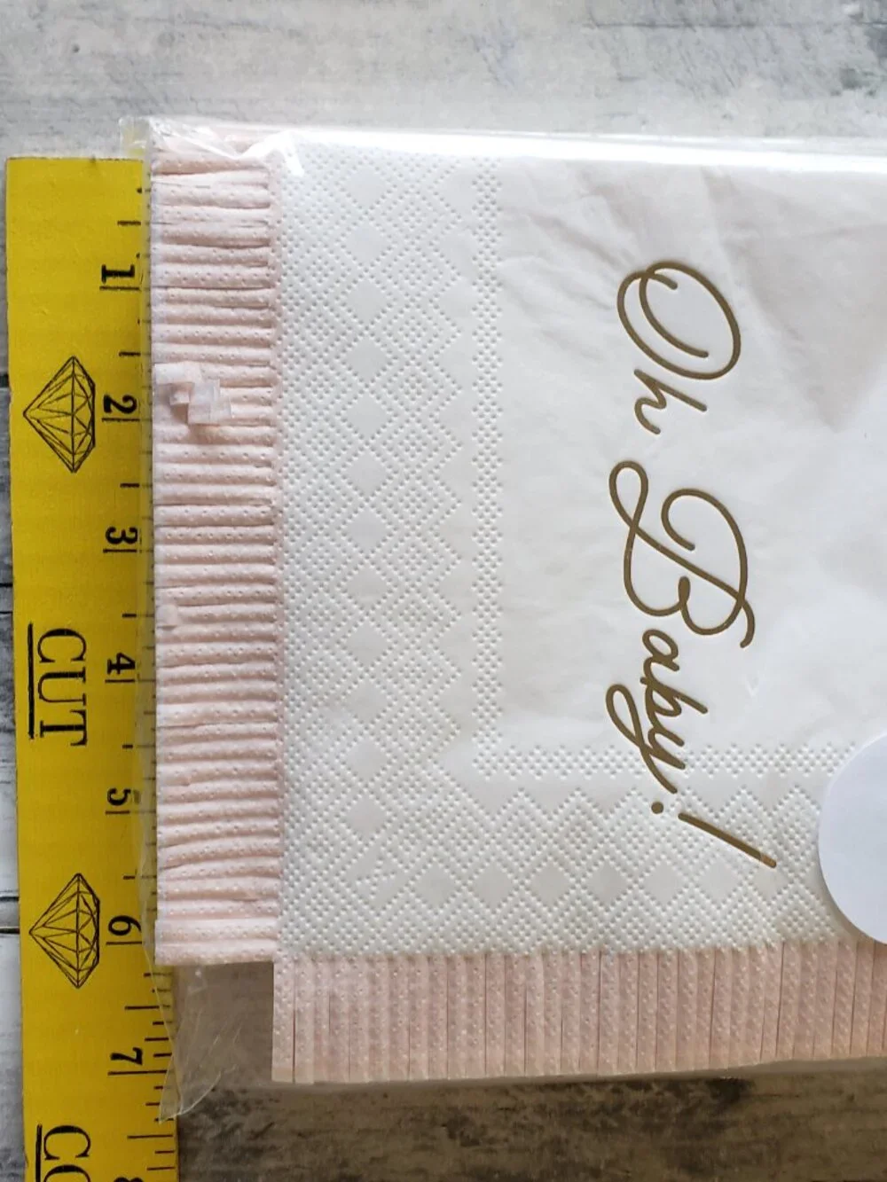 NWT - Oh Baby! in Gold Script with Pink Fringe Paper Napkins 32 ct. Baby Shower